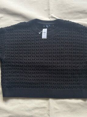GAP Black Chunky Textured Crewneck Sweater